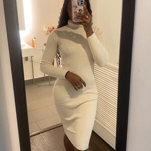 Express Cream Long Sleeve Dress
